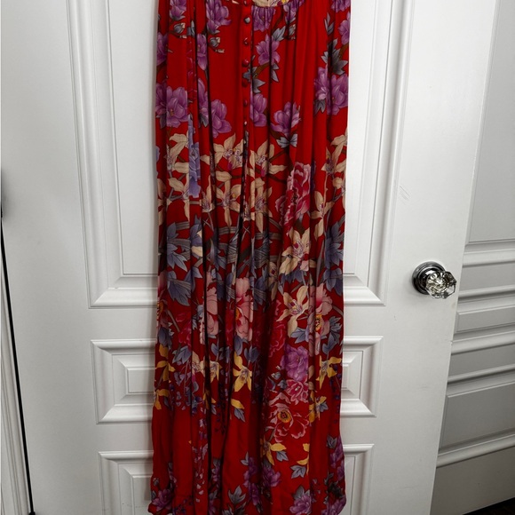 Spell button down Dress in Orange Floral - Picture 6 of 7